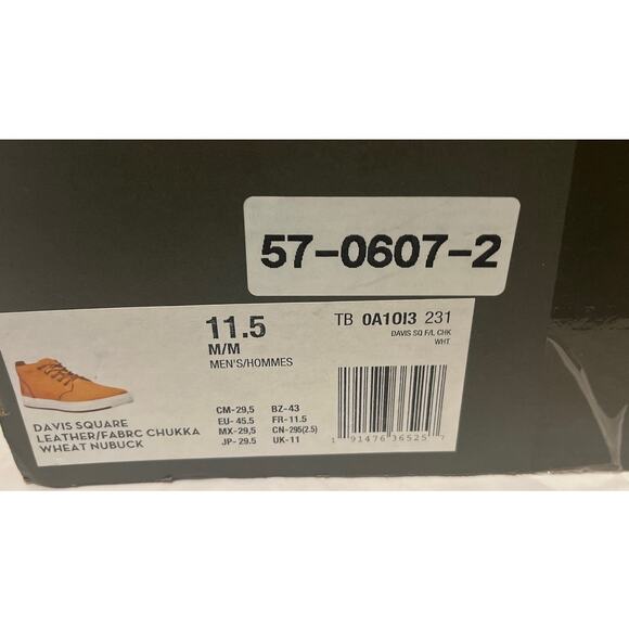 Timberland Davis Square Chukka A1013 Shoes - Size: 11.5 - Wheat - NEW with box main image 15